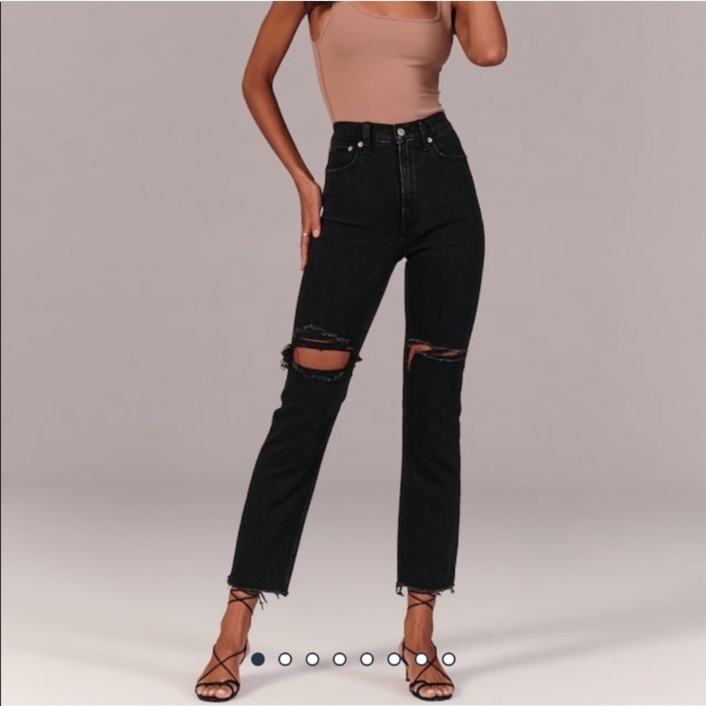 Ultra High Waisted Ankle Straight Black Jeans